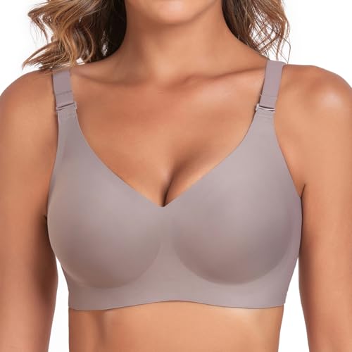 Vinfact Cuello V Sujetadores sin Aros Mujer con Relleno Cómodo Minimizer Bralette Mujer sin Costuras con Extra Extensor GRXL