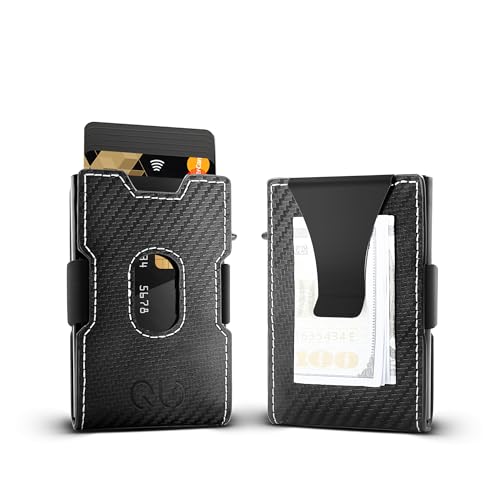 Card Holder Wallet for Men, Mens Minimalist Wallet 9-12 Cards, Slim Compact Wallets with Money Clip, RFID Blocking Smart Pop Up Wallet, Metal Aluminum Credit Card Case Wallet