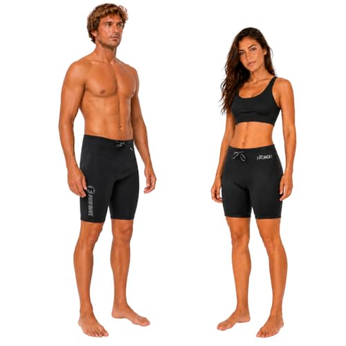 Fun Dive Bermuda de Neoprene 2mm, Preta, Ajustável com Cordão na Cintura, para Mergulho, Surf, KiteSurf, Pesca e Esportes Aquáticos (Preto, Pequeno)