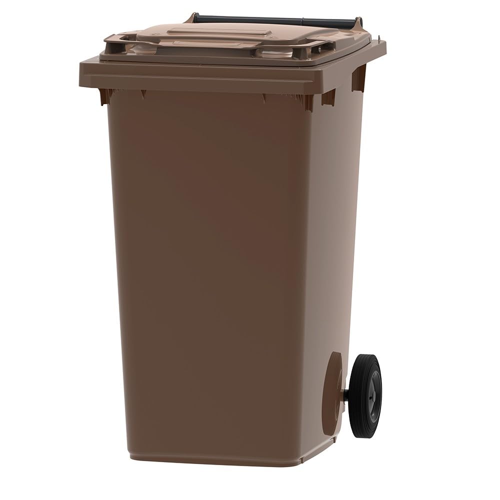 ESE France Conteneur Poubelle à déchets 2 roues - 240L - Robuste et Économique - 100% Recyclé - Marron - Fabriqué en France