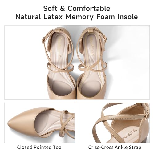 MaxMuxun Women's Ballet Flats Shoes Pointed Toe Low Heel Dress Shoes Comfortable Dressy Flats for Casual Wedding Office Party Business4