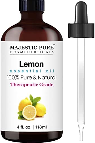 MAJESTIC PURE Lemon Essential Oil, Therapeutic Grade, Pure and Natural Premium Quality Oil, 4 fl oz