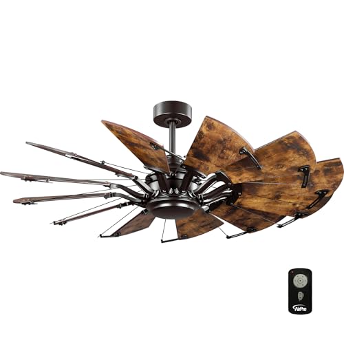 Progress Lighting Springer Collection DC Motor Farmhouse Windmill Ceiling Fan, Architectural Bronze, 12-Blade (52" W x 17-3/8" H) P250065-129