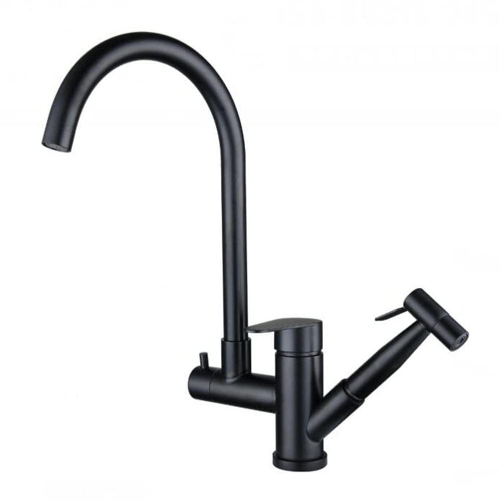 Robinet de cuisine en acier inoxydable noir mat au design épuré