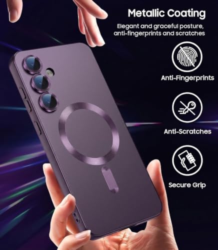 Image of DIZORO Samsung A55 Case, Compatible with MagSafe Back Cover, Matte Luxury Metallic Luster Flexible TPU Wireless Charging Shockproof Case with Camera Protector - Deep