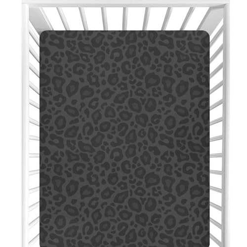 Image of CaTaKu Baby Crib Sheets Dark Animal Cheetah Print Mini Crib Sheets Fitted for Girls Boys,Neutral Soft Toddler Mattress Bed Sheets for Crib,27 inchx 39 inch