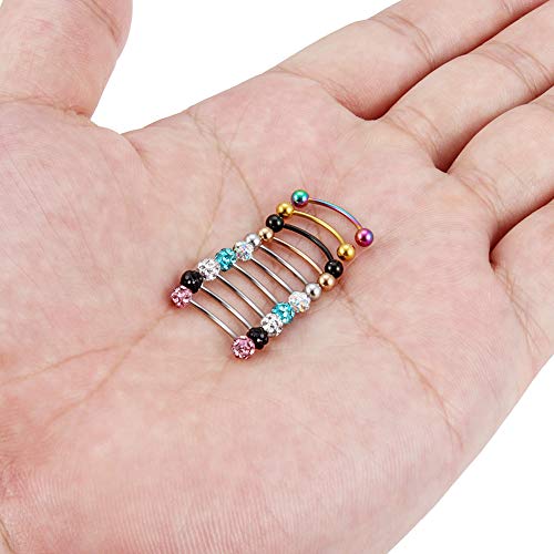 Lcolyoli 20g Surgical Steel Tiny Curved Eyebrow Barbell Ear Navel Belly Ring Piercing Jewelry for Women Men 10mm 9-12 Pieces3