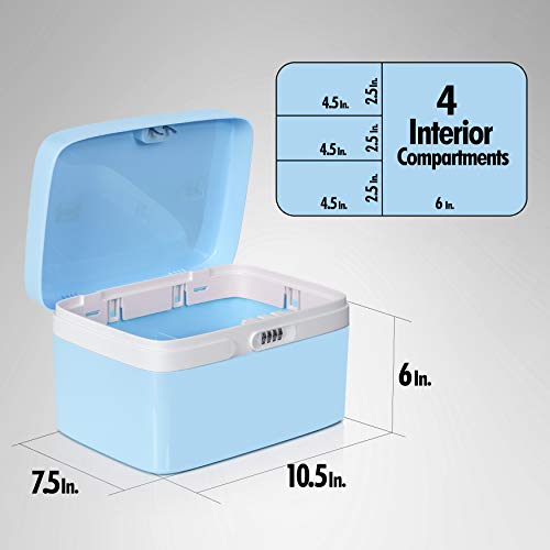 Medicine Lock Box for Safe Medication Storage - Childproof Prescription Bottle Organizer - Lockable Combination Chest (4 Digit Custom Code) Medicine Cabinet w/Separate Compartments | Storage Lockbox - Thumbnail 4