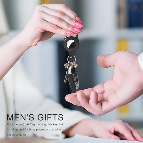 Metal Keychain Holder Compatible with Apple AirTag - Premium Leather & Carbon Fiber Case with Secure Locking Carabiner | Anti-Loss Key Ring for Car Keys, Luggage, Backpack, Pets, Travel - Image 4