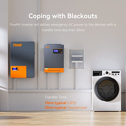 Powmr 5500W Solar Inverter 48V Dc To 220V-230V Ac, 5.5Kw Pure Sine Wave Inverter With 100A Mppt Charge Controller, For 48V Lead-Acid And Lithium Battery, Can Be Parallel Up To 12 Inverters #TOP6