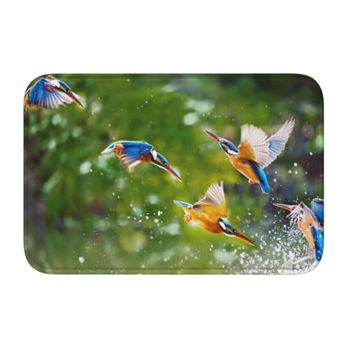 玄関マット カワセミ 鳥 バスマット 室内 屋外 足拭きマット カーペット おしゃれ 北欧 滑り止め付き 洗える ベットルーム 浴室 台所 寝室 業務用 家庭用 40×60cm