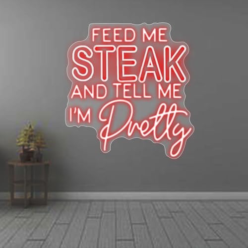 Image of Feed Me Pizza And Tell Me I'm Pretty Neon Sign Custom Restaurant Fast Food TACOS BBQ BURGERS STEAK Led Neon Light Home Wall Decor for Bedroom Bar Pub Kitchen Hotel Party Gift