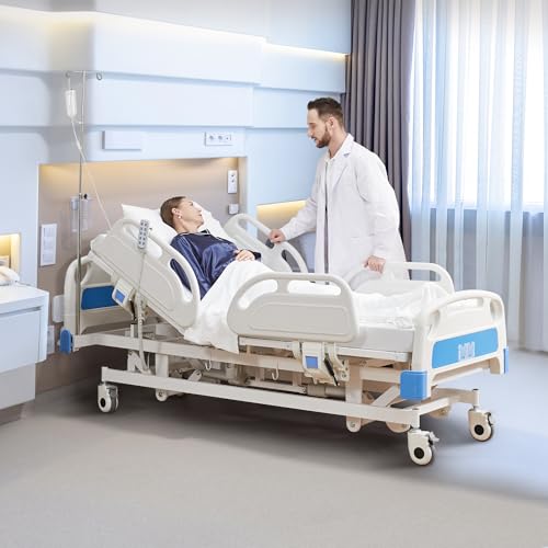 ELENKER Premium 5 Function Full Electric Hospital Bed for Home and Hospital use (with Mattress & IV Pole). - Thumbnail 7