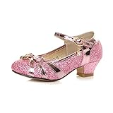  Filles Enfants Talon Bas Diamant nœud Chaussures Babies Paillettes Escarpins Pointure 13