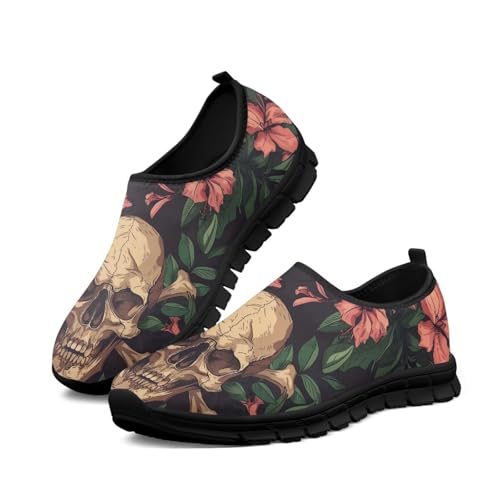 Doojoayie Gothic Womens Casual Shoes Slip in Walking Shoes for Adults as Loafers