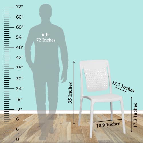 Image of ITALICA Spine Care Plastic Chair for Home, Office, Living Room /Matte Finish Plastic Outdoor Chair /Patio Chairs for Balcony | Suitable for Indoor & Outdoor (2109, White, Set of 2 Chair)