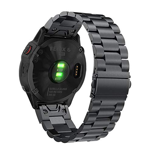 YOOSIDE for Garmin Fenix 7 / Fenix 6 / Fenix 5 Plus Quick Fit Watch Strap, 22mm Stainless Steel Metal Replacement Wrist Band for Garmin EPIX 2,Fenix 6 Pro, Approach S62,Forerunner 955 (Black)