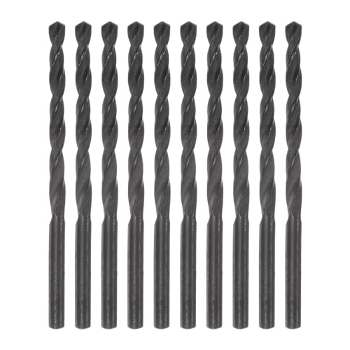 QUARKZMAN 10pz Punte da Trapano Jobber 4mm (5/32) in Acciaio ad Alta Velocità Rivestito in Nitruro (HSS) 4241 per Acciaio Inossidabile Rame Lega Alluminio Metallo Legno Plastica, Nero