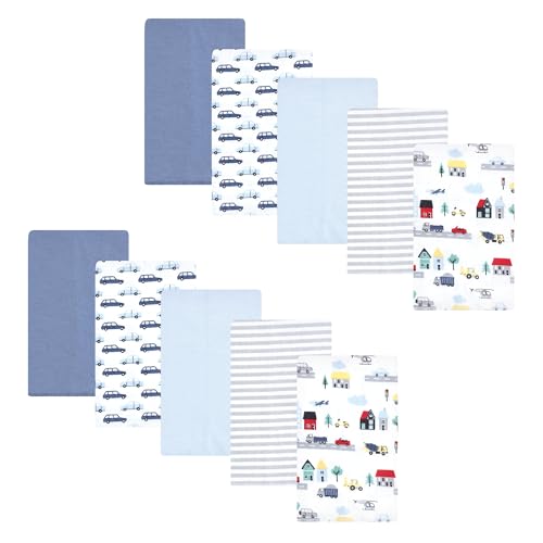 Image of Hudson Baby Unisex Baby Cotton Poly Flannel Burp Cloths, City Life 10 Pack, One Size