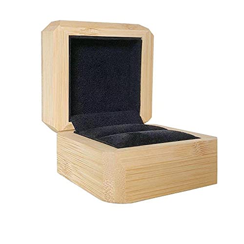 Zhig Hamawei Natural Wooden Jewelry Ring Box Wooden Ring Box Single Ring Display Stand Box Wedding Ring Storage Display Stand Decorative Solid Wood Ring Display Stand68151115278, Black Lining #TOP3