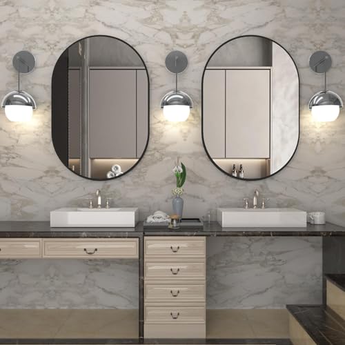 Miroir mural ovale doré 40x80 cm format pilule pour une décoration moderne - 7