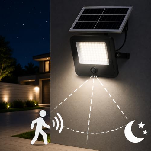 Proyector LED solar exterior 1600Lm M mimotec con panel independiente y sensor PIR 5