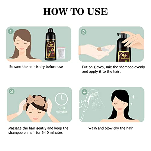 Natural Dark Brown Hair Color Shampoo For Gray Hair,Instant Hair Dye Shampoo 3 In 1 For Men & Women,Long Lasting Color Shampoo Hair Dye Brown Hair Shampoo Colors In 10-15 Minutes（Dark Brown) #TOP6