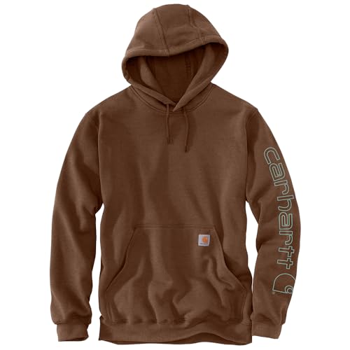 Carhartt Men's Hooded Sweatshirt, Sleeve Logo Hooded Sweatshirt, Colour: Mocha Heather, Size: M, Mocha Heather, M