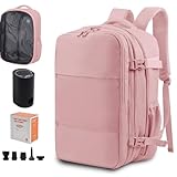 OPOALO Mochila de compresión al vacío para viajes, mochila de viaje expandible de 60 L, bolsa de negocios con compresión, se adapta a portátiles de 17 pulgadas, impermeable, para hombres y mujeres