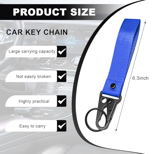 Image of Wevdn Car Key Chain, Fabric Metal Practical Multifunctional Motorcycle Keychain, Anti-Lost Keychain with O-Ring for Men Women (Blue)