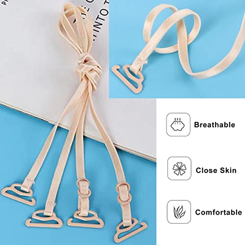 Asggbah 8 Pairs Bra Straps 0.5Cm 1/5 Inch Thin Removable String Nylon Lingerie Straps For Halter Shoulder Racerback Styles thumb #2