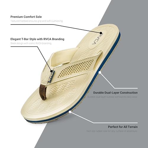 Image of RVCA Perforated T-Bar Sandals - Breathable, Cushioned, and Durable Footwear