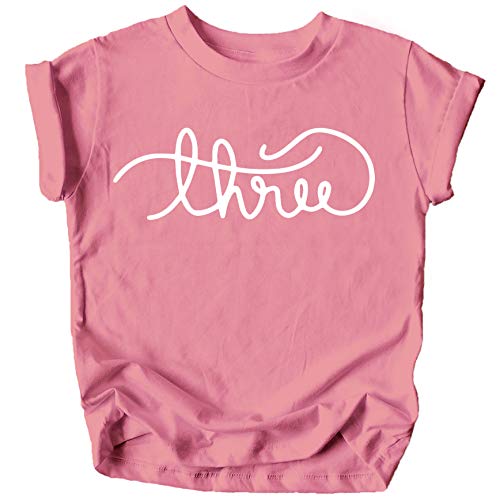 Olive Loves Apple Girls Cursive Three Shirt for Toddler Girls 3rd Birthday Outfit Mauve Shirt