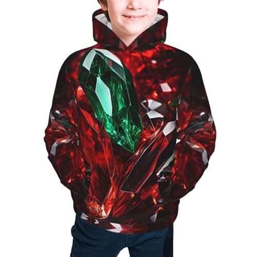 Red Green Youth Long Sleeve Pocket Hoodie Sweatshirt Kids Pullover Hooded Tops2