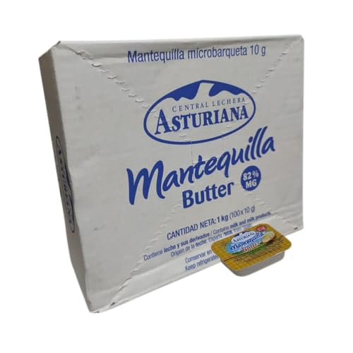 Mantequilla Asturiana Monodosis 100x10g – Formato Profesional Hostelería y Catering – 100 Unidades Individuales – 100% Natural sin Conservantes – Calidad Central Lechera Asturiana