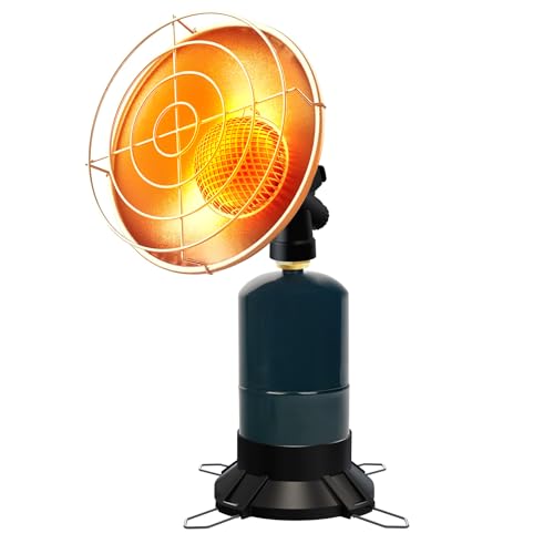 Portable Propane Heater Camping 6500 BTU Small Propane Heater with Electric Igniter, Control Valve, Folding Out Legs Base, Hunting, Golf Cart, Ice Fishing, Tent Heaters Cordless(Fuel Not Included)