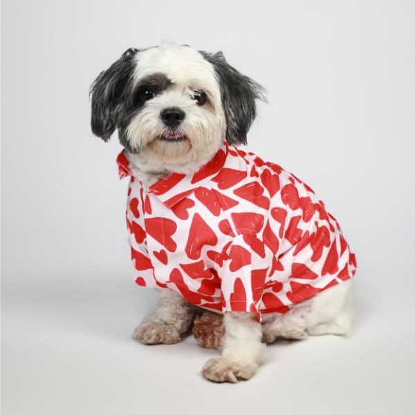 Image of Ezra Polyester Blend Dog Shirt - Heart Abstract, Small | Lightweight & Breathable Outfit for Dogs | Stylish & Comfortable Pet Clothing and Outings