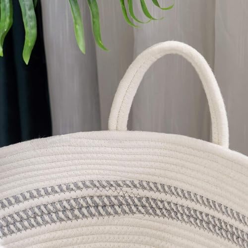 Image of Laundry Basket for Clothes | Cotton Rope Laundry Basket with Handles | Foldable Clothes Storage Basket for Bedroom, Bathroom & Laundry Room | Laundry Bag for Clothes, 38 x 38 x 46 cm
