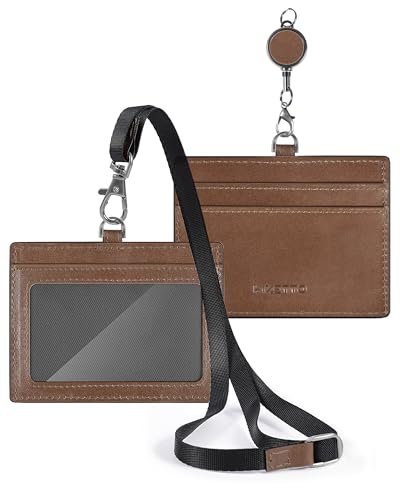 Amazon | IDカードホルダー 栃木レザー 本革 リール付き 名札 両面収納