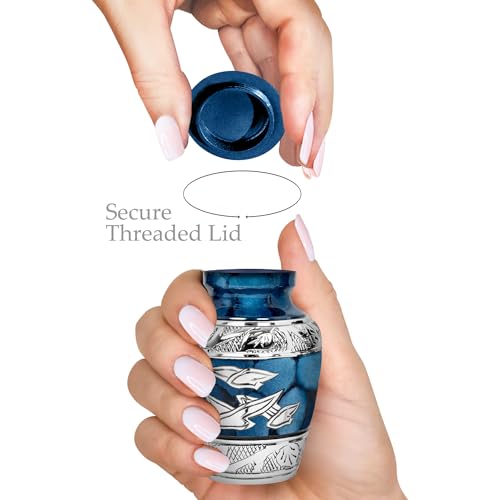 Image of Trupoint Memorials Cremation Urns for Human Ashes for Male or Female, Funeral Memorial Urns for Men & Women, Blue Birds, 1 Keepsake