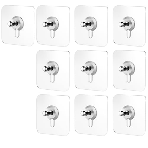 MOBDESK Super Screw for Wall Stainless Steel PVC Abs Nail Free, Non-Trace No Drilling Sticking Hooks,Waterproof Screws Hook, Adhesive Nails Wall, Hooks Without Drilling,Hook Hanging-10 Pack(K-233)