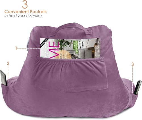 Image of Nestl Reading Pillow for Kids & Teens with Shredded Memory Foam, Backrest Pillows for Reading, Watching, and Gaming, Use on The Couch, Bed, or Floor, Adjustable Support, Washable Cover Lavender Dream