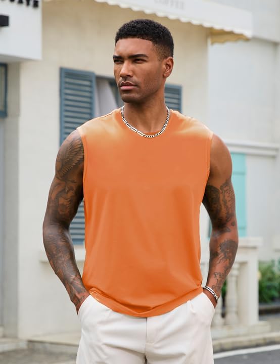 EKLENTSON Mens Sleeveless Shirts Lightweight Cotton Muscle Shirts Gym Training Active Tank Soft Summer Beach Casual Tank - Image 2