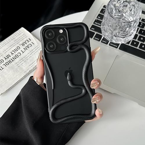Image of Kraptick Slim iPhone 16 Pro Case - Thermoplastic Mobile Cover with Hollow Snake Design Phone Case Lightweight, Durable & Stylish Fit for iPhone 16 Pro -(Matte Black)