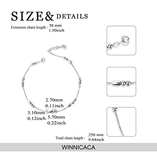 Winnicaca Anklet Bracelets For Women 925 Sterling Silver Boho Beach Anklets Beaded Ankle Bracelets For Women Jewelry Gifts For Women Teens Girls Birthday #TOP2