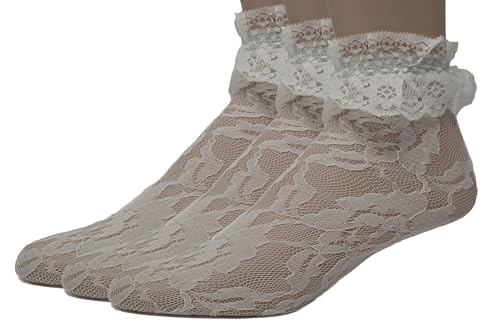 Image of EMEM Apparel Women's Lace Anklet Socks with Ruffle