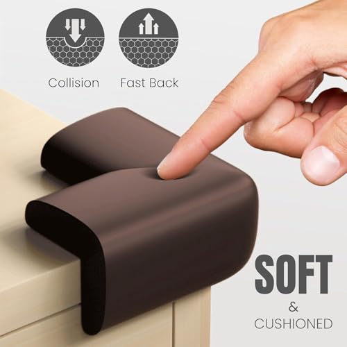 Image of Yakolak 8pc Corner Protector Baby Proof Corners and Edges, Table Corner Protectors for Baby Safety Corner Guards, Baby Proofing Corner Bumpers for Furniture Corner, Rubber Foam 3M. (Brown, Pack of 8)