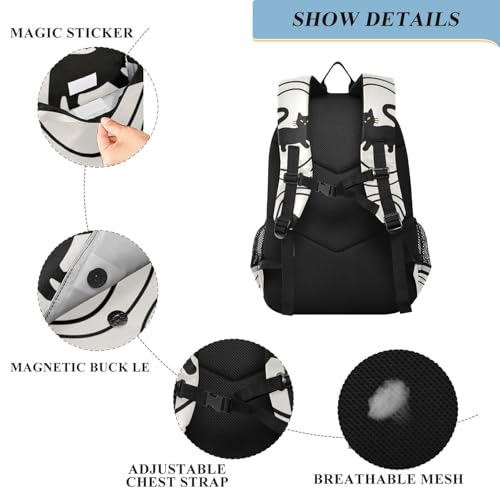 boxing backpack for kids 8-12： lightweight bookbags for boy in assorted colors - Halloween Black Cat Spider Skull3