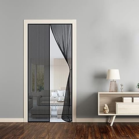 WEIZON Magnetic Screen Door Curtain, 95x230cm, Door Screen for Keeping Out Flies Mesh Curtain with Tie Back (Black) Cover