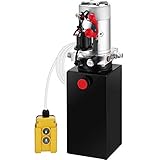 Mophorn Hydraulic Power Unit 8 Quart Hydraulic Pump Dump Truck Single Acting Hydraulic Power Unit Hydraulic Dump Trailer Pump 12V DC (Steel, 8 Quart/Single Acting)